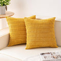 Pack of 2 Corduroy Decorative Throw Pillow Covers 18x18 InchSoft Boho Striped Pillow Covers Modern Farmhouse Home Decor for Sofa Living Room Couch Bed(Yellow)