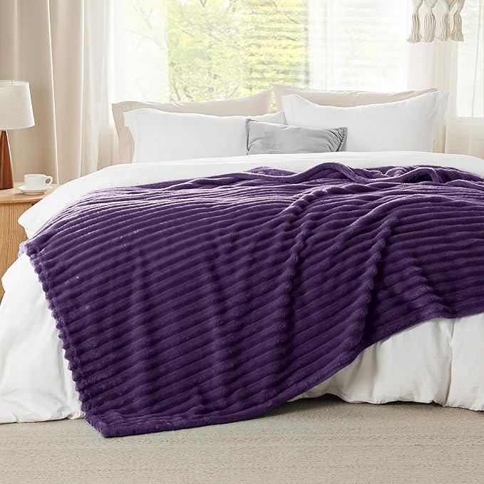 Bedsure GentleSoft Purple Fleece Blanket for Couch - Cozy Soft Blankets for Women, Cute Small Throws for Girls, 90x90 Inches