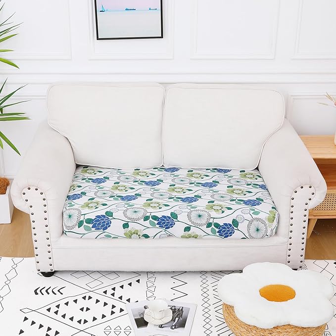Smiry Printed Couch Cushion Covers, Stretch Soft Couch Covers for Sofa, Washable Non-Slip Sofa Slipcover Furniture Protector for Indoor and Outdoor (Medium, Light Green)