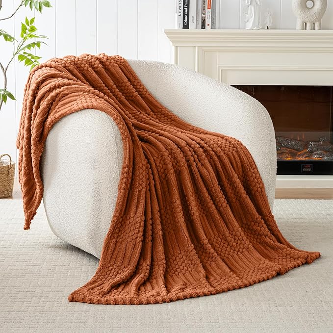 50x70 Inch Rust Throw Blanket - Soft & Fluffy Fleece, Cute & Aesthetic, Perfect for Sofa, Couch, Chair, Bed, Living Room & Bedroom, All-Season Use, Plush & Cozy Decorative Blanket