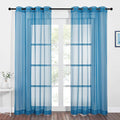 NICETOWN Sheer Curtains for Bedroom Windows 84 inch Length, Grommet Casual Voile Sheer with Light Filter Window Treatments for Nursery/Living Room, Turquoise, Set of 2, 54" Wide