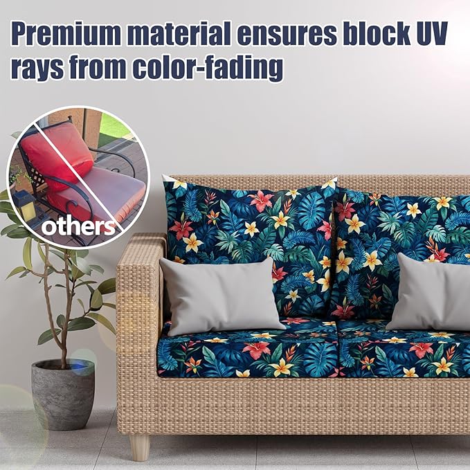 8Pcs Stretch Patio Cushion Covers, Outdoor Couch & Sofa Replacement Slipcovers for Patio Furniture Cushion Covers, Washable Reusable Furniture Protector