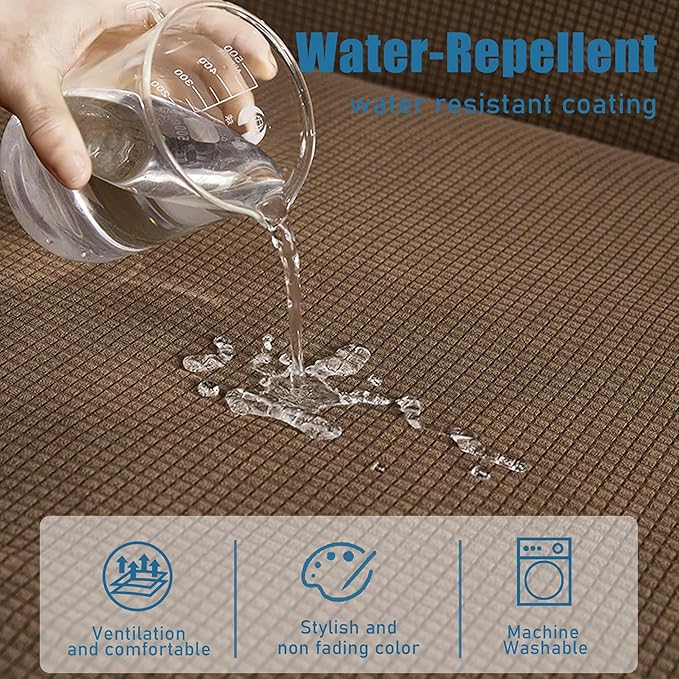 Water Resistant Couch Cushion Covers Stretch Sofa Seat Slipcover for Pets, Thick RV Dinette Cushion Covers Sofa Protector, Washable (Small, Coffee)