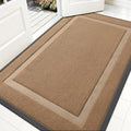 OLANLY Front Door Mat Indoor Outdoor Entrance, Waterproof All-Season, All-Weather Doormat, Sturdy Natural Rubber, Fade Resistant, Low Profile, Easy Clean Patio Porch Entryway Mat, 59x30, Light Borwn