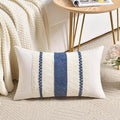 Fancy Homi Set of 1 Dusty Blue Vintage Long Lumbar Decorative Throw Pillow Covers 12x24 Inch for Couch Bed Sofa Chair Bedroom, Rustic Retro Square Cushion Case, Modern Farmhouse Boho Room Decor