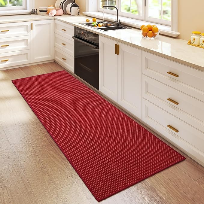 YDKGL 2x5 ft Hallway Runner Rug Boho Woven Washable Long Kitchen Runner Rugs Mat Non Slip, Soft Entryway Laundry Hall Runner Floor Carpet for Indoor Backdoor Bedroom Kitchen Living Room, Red