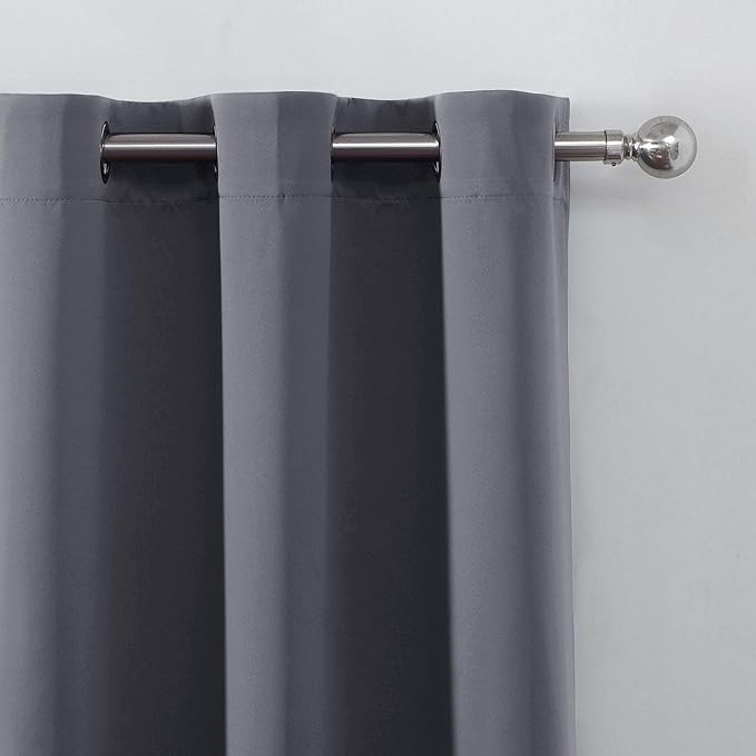 LEMOMO Grey Thermal Blackout Curtains/42 x 84 Inch/Set of 2 Panels Room Darkening Curtains for Bedroom