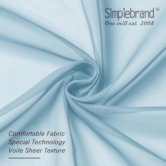 Simplebrand Sky Blue Sheer Curtains 72 Inches Long 2 Panels for Living Room, Rod Pockets Airy Window Treatments Voile Sheer Black Curtains Panels Lightweight for Front Back Patio Glass Door, 42" Width