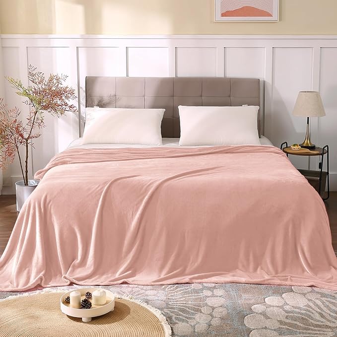 BEDELITE Fleece Blankets Queen Size Pink Morn Throw Blankets for Bed, Luxury Plush Cozy Fuzzy Blanket 90x90 inches, Super Soft Warm Lightweight Throw Blanket All Seasons Suitable