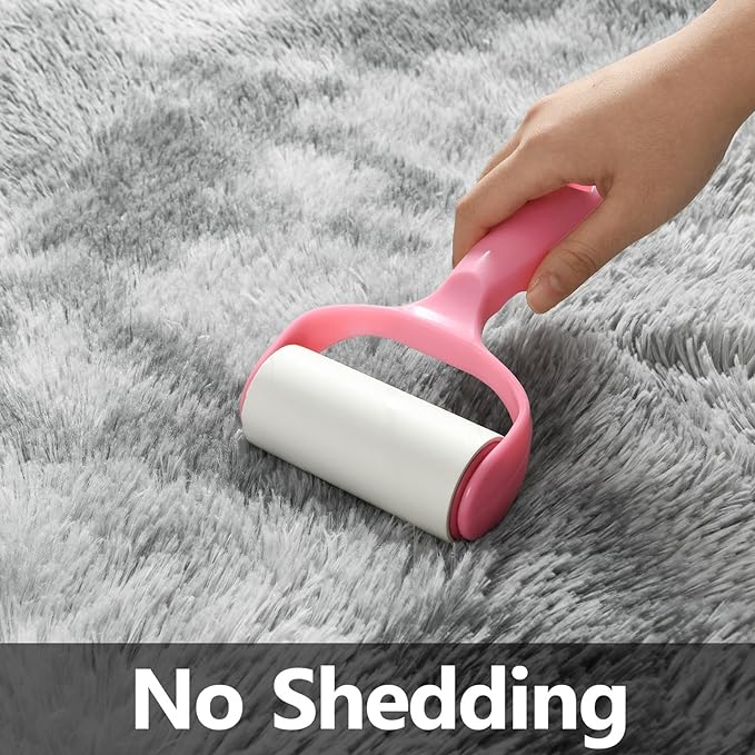 Deerhoo Shag Area Rug, 4 X 6 Tie-Dyed Plush Fuzzy Rugs for Living Room, Ultra Soft Fluffy Furry Rug for Bedroom, Indoor Carpet Nursery Rugs for Kids Room Home Decor, Light Grey