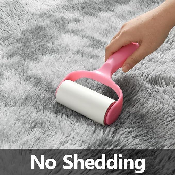 Large Shag Area Rugs 9 x 12, Tie-Dyed Plush Fuzzy Rugs for Living Room, Ultra Soft Fluffy Furry Rug for Bedroom, Indoor Carpet Nursery Rugs for Kids Room Home Decor, Light Grey