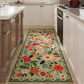 Rugcomf 2x5 Rug Runner - Floral Machine Washable Kitchen Rug, Non-Slip Low Pile Boho Carpet for Hallways, Laundry, Entryway, Bedroom, Bathroom - Green