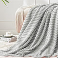 BEDELITE Fleece Blanket Twin Size – 3D Ribbed Jacquard Soft and Warm Decorative Fuzzy Blankets – Cozy, Fluffy, Plush Lightweight Throw Blankets for Couch, Bed, Sofa(Light Grey, 60x80 inches)