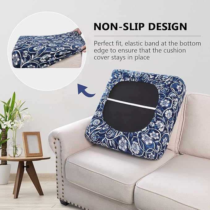 hyha Printed Couch Cushion Covers, Floral Sofa Covers Washable for Cushion Couch, Stretch Pattern Outdoor Cushion Covers for Patio Furniture with Elastic Bottom(Small, Baroque)