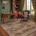 Hazo Haus Boho Taupe Brown 5x7 Living Room Rug - Modern Vintage Traditional Oriental Neutral, Washable Low Pile Non-Slip Large Area Rugs for Nursery Dining Under Table
