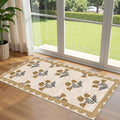 Front Door Mat Indoor Entrance - 2x4.3 Ft Floral Washable Layered Doormat Outdoor Entrance Spring Porch Rug Non-Slip Beige Boho Runner Rug for Kitchen Hallway Bedroom Laundry Room Porch Decor