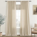 Greyish Beige Linen Curtain 120 inch Length 2 Panels Set Back Tab Light Filtering Living Room Curtain Drapes Home Office Modern Minimalist Decor Farmhouse Boho Neutral Semi Sheer Curtain 120 inch Long