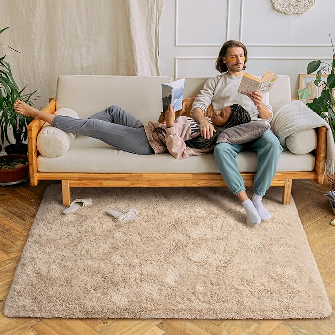 Chicrug Soft Area Rugs for Bedroom Living Room Plush Fluffy Rug 4x6 Feet, Shag Furry Area Rug Carpet Non Shedding for Nursery Children Kids Girls Room Home Decorative, Camel