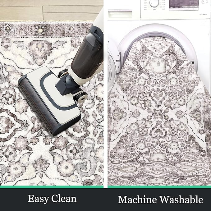 HEBE Hallway Runner Rug 2'x6' Washable Vintage Distressed Area Rugs Non Slip Laundry Rug Runner Boho Floor Carpet Runners for Hallways Entryway Laundry Room Kitchen Bathroom