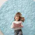 OLANLY Light Blue Round Rugs for Bedroom - Machine Washable, 6 ft Circle Area Rugs for Living Room, Soft and Fluffy Shaggy Carpet for Teen Girl and Boys, Nursery Rooms, Dorms, Home Decor Aesthetic
