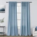 Nanspring Dusty Blue Linen Back Tab Curtains 94 Inch Length for Living Room 2 Panel Set Neutral Modern Farmhouse Window Curtain Privacy Semi Sheer Linen Drapes Rustic Country Window Treatment 52x94