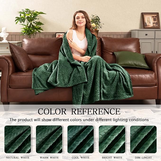 inhand Fleece Blanket for Bed, Super Soft Flannel Cozy King Bed Blanket for Adults, Washable Lightweight Fuzzy Bed Blanket for Office Sofa, Warm Plush Blankets for All Season (90"×108", Green)