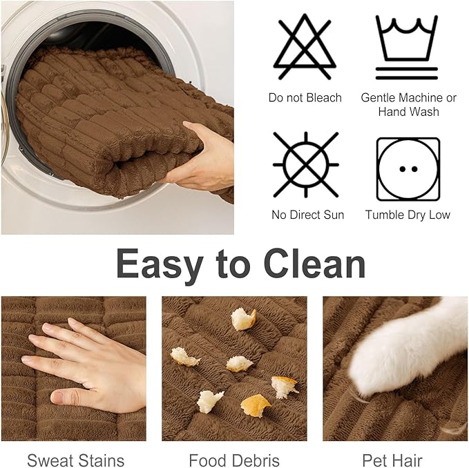 hyha Couch Covers for Dogs Washable, Non Slip Plush Dog Sofa Protectors, Fuzzy Pet Couch Covers for 3 Cushion Sofa Pet Friendly (Brown, 27.6" x 70.9")