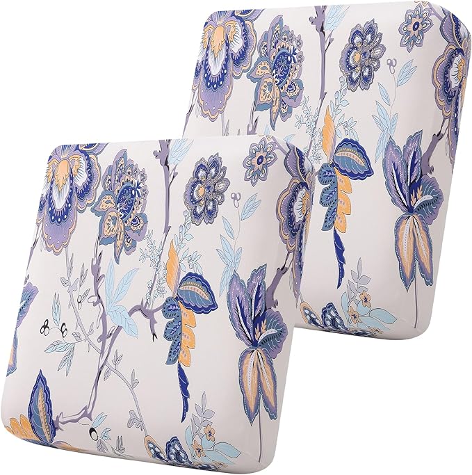 Smiry Printed Couch Cushion Covers, Stretch Soft Couch Covers for Sofa, Washable Non-Slip Sofa Slipcover Furniture Protector for Indoor and Outdoor (2 Pack, Beige)