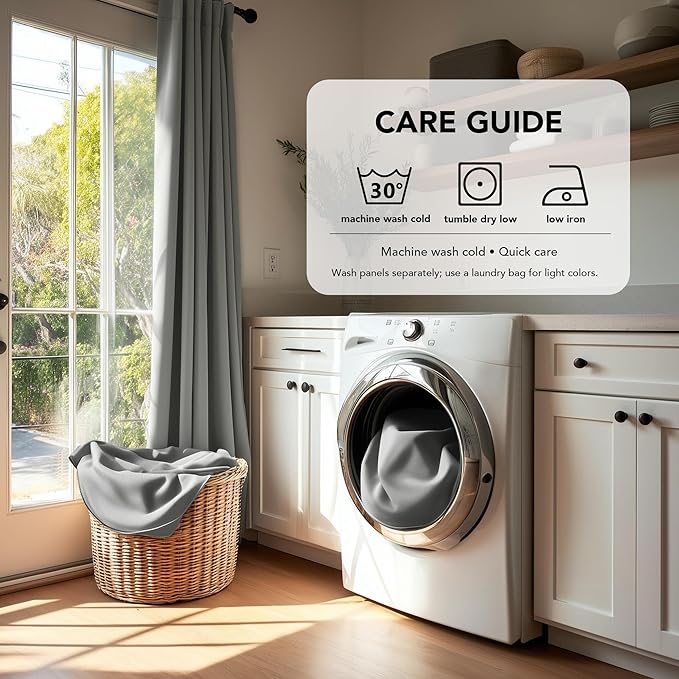 Deconovo Blackout Curtains, Thermal Insulated, W70 x L84 2 Panels, Back Tab, Machine Washable, Room-Darkening Drapes for Bedroom/Living Room Light Grey