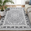 Lofus 5x7 Area Rugs for Living Room, Machine Washable Non-Slip Area Rug, Low Pile Large Rugs for Bedroom, Kitchen, Dining Room, Home Office, Vintage Oriental Print Rug, Light Grey with White