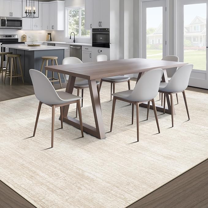 Area Rugs 8x10 for Living Room: Washable Rug Modern Abstract Neutral Soft Non-Slip Low-Pile Indoor Large Carpet for Bedroom Dining Room Playroom Home Office (Beige, 8'x10')