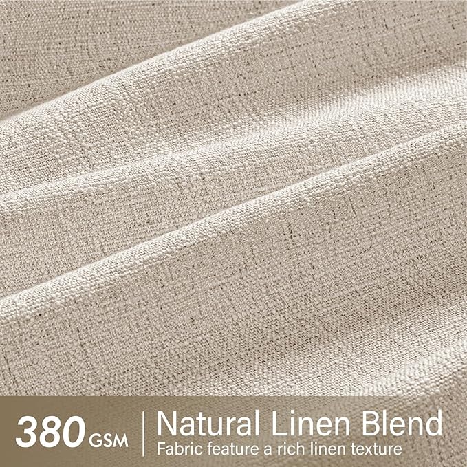 MIULEE Pinch Pleated Thick Linen Curtains 102 Inches Long 2 Panels for Living Room Bedroom, Memory Trained Pleat Drapes Back Tab Light Filtering Boho Cream Ivory Window Curtains with Hooks