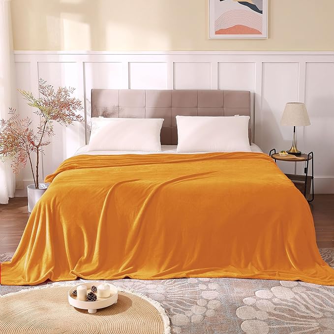 BEDELITE Fleece Blanket King Size Blankets for Bed, Luxury Plush Cozy Fuzzy Blanket 108x90 inches, Super Soft Warm Lightweight Throw Blanket All Seasons Suitable, Burnt Orange