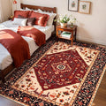 SERISSA Area Rug 3x5 Boho Rugs for Bedroom, Washable Non-Slip Living Room Rug, Ultra Soft Print Distressed Vintage Red Black Rug Low-Pile Throw Carpet for Entry Kitchen Bedroom Nursery Dorm Decor