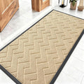 OLANLY Front Door Mat Indoor Outdoor Entrance, Waterproof All-Season, All-Weather Doormat, Sturdy Natural Rubber, Low Profile, Easy Clean Patio Porch Entryway Mat, Herringbone Brick (Beige, 47x23)