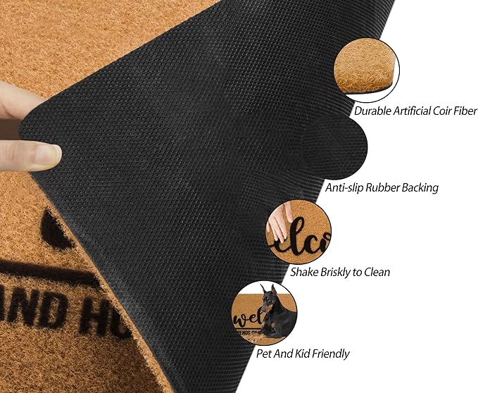 Eohak Welcome-Ish Front Door Mat - Welcome-Ish Depends Who You are Doormat Non Slip Backing Mat for Home Entry Farmhouse（17"x 29" ）
