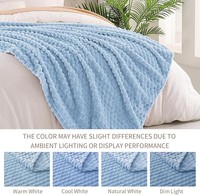 Exclusivo Mezcla Fleece King Blanket for Bed, Extra Large Fuzzy Stone Blue Bed Blankets, Soft Cozy Plush Sofa Throws for All Seasons, 90x104 Inches