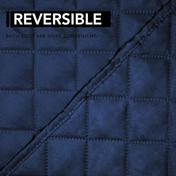 Easy-Going Oversized Recliner Cover Reversible Couch Cover Sofa Cover for Living Room Water Resistant Furniture Protector with Elastic Straps for Pets Dog (Oversized Recliner, Navy/Navy)