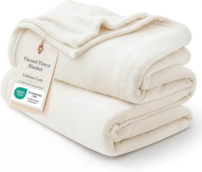 Bedsure GentleSoft Twin XL Fleece Blanket Dorm Bedding - Lightweight Soft Cozy Blankets for Bed, Sofa, Couch, Travel, Camping, Cream, 66"x90"