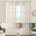 LAMIT Ivory 90 Inches Long Linen Sheer Curtains for Living Room, Back Tab and Rod Pocket Nautral Curtains Light Filtering Boho Panels for Bedroom/Dining Room, Set of 2, 52 x 90 Inch