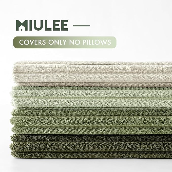 MIULEE Decorative Throw Pillow Covers Set of 4 Summer Light Green Gradient Natural Earthy Modern Classic Soft Corduroy Cushion Covers for Sofa Couch Bed Living Room Spring Home Decor 24x24 Inch