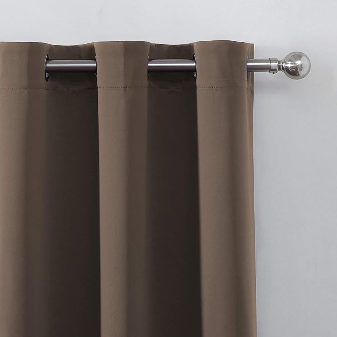 LEMOMO Chocolate Brown Thermal Blackout Curtains/52 x 95 Inch/Set of 2 Panels Room Darkening Curtains for Bedroom