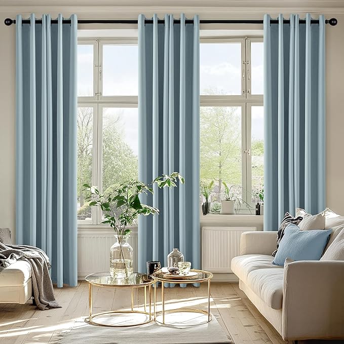MIULEE Slate Blue Blackout Curtains for Bedroom Living Room 72 Inches Long 2 Panels, Thermal Insulated Room Darkening Drapes Solid Grommet Noise Reduction Light Blocking Window Treatments 40x72 Inch