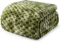 Exclusivo Mezcla Fleece Queen Blanket for Bed, Extra Large Fuzzy Tie-dye Olive Green Bed Blankets, Soft Cozy Plush Sofa Throws for All Seasons, 90x90 Inches