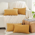 Fancy Homi 4 Packs Mustard Yellow Decorative Throw Pillow Covers 12x20 Inch for Living Room Couch Bed Sofa, Rustic Farmhouse Boho Home Decor, Soft Plush Striped Corduroy Square Cushion Case 30x50 cm
