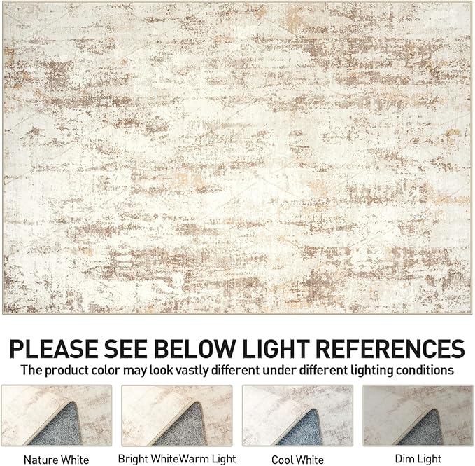 5x7 Area Rugs Washable Rug: Modern Abstract Living Room Rug Soft Anti-Skid Thin Carpet Indoor Floor Non-Shedding Carpets for Bedroom Dining Room Farmhouse Nursery Home Office - Beige Grey