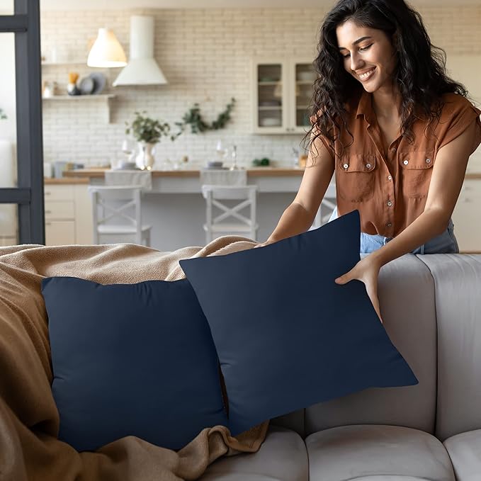 Utopia Bedding 16x16 Pillow Inserts, Set of 2, Navy – Indoor Decorative Throw Pillows for Bed, Sofa & Couch – Soft, Supportive & Fluffy Cushion Inserts