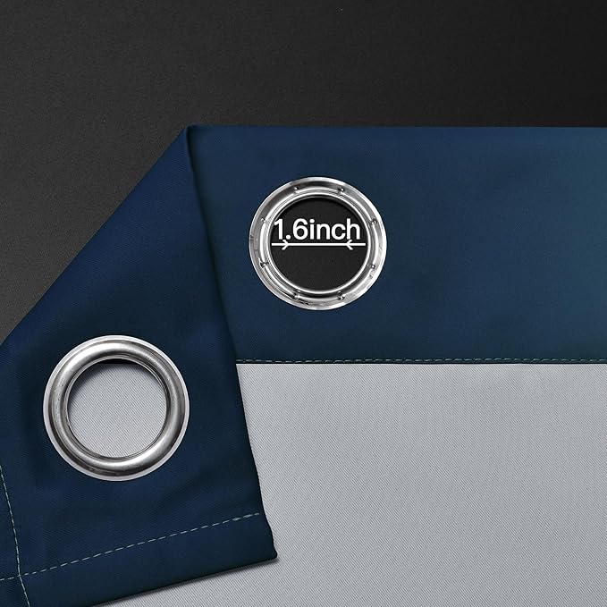 Yakamok Blackout Ombre Dark Blue and Black Curtains for Bedroom, Gradient Room Darkening Curtains, Grommet Thermal Insulated Light Blocking Window Drapes/Curtain for Living Room,52 x 63 Inch,2 Panels