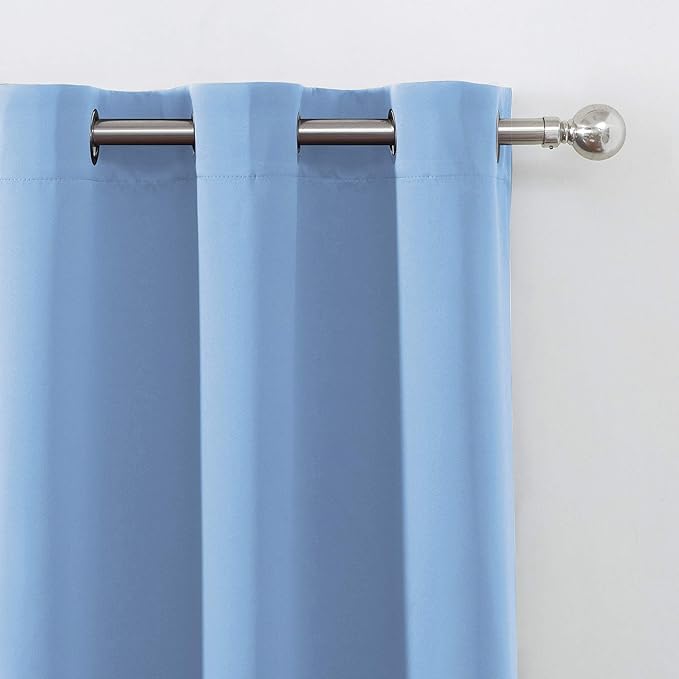 LEMOMO Sky Blue Thermal Blackout Curtains/38 x 63 Inch/Set of 2 Panels Room Darkening Curtains for Bedroom