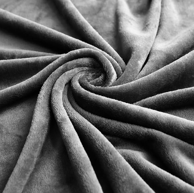 TASTHROW Large Flannel Fleece Throw Blanket, 90×108 Inch - Cozy Lightweight Thick Blanket - All Seasons Suitable for Women, Men and Kids (Grey)